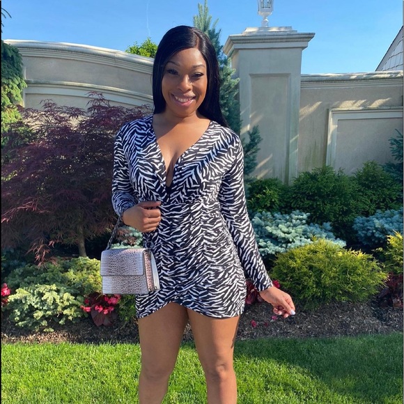 Zebra Ruched Mini Dress - Picture 2 of 3